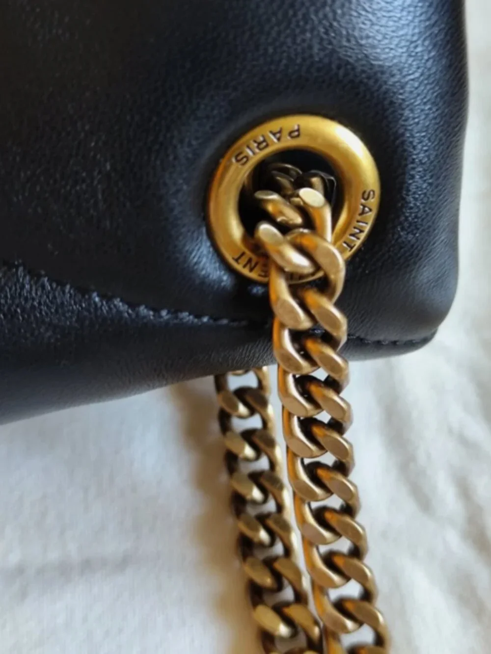 YSL Loulou Puffer Black Leather Shoulder Bag Quilted Chain Crossbody